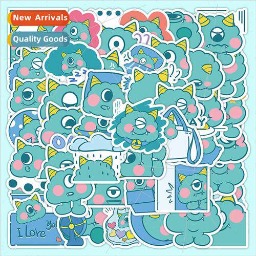 60 pcs of monster stickers green cartoon cute cute pets phon