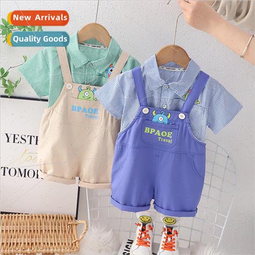 2023 summer new boys little monster shirt short-sleeved suit