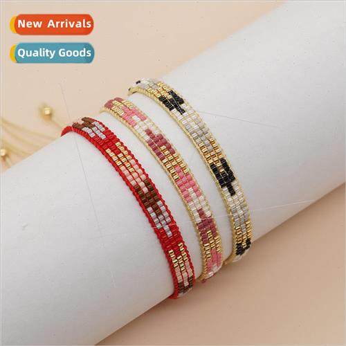ins  color clashing imported rice beads handmade woven bohem