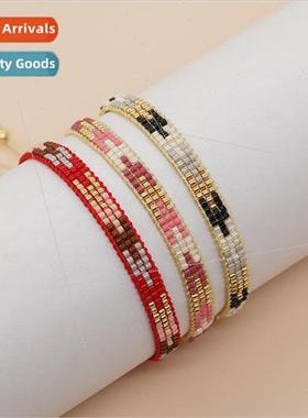 ins  color clashing imported rice beads handmade woven bohem