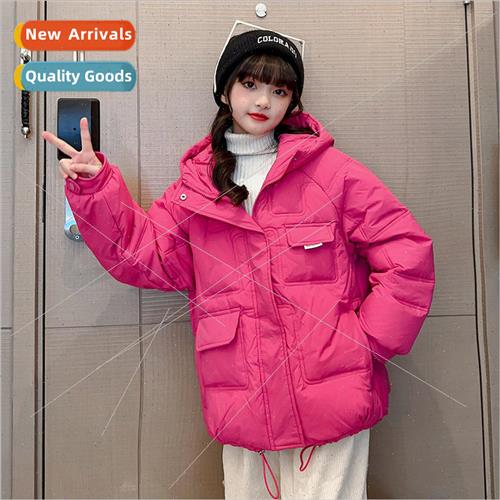 Girls thickened down cotton jacket 2023 new middle and large