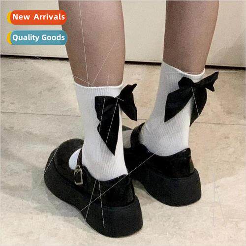 Lolita black bow socks female spring and summer Korean wild