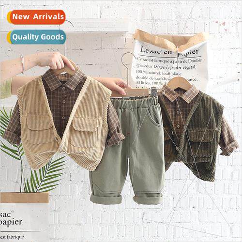Boys baby fall corduroy vest three-piece suit small children