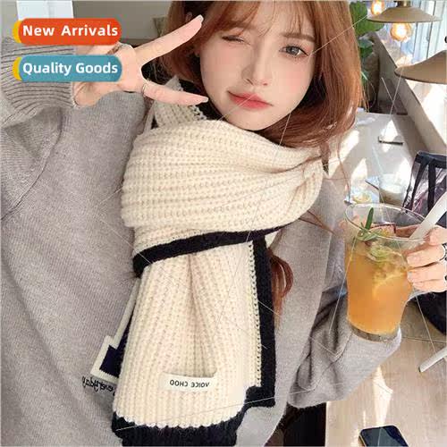 Colorblocking Scarf Winter New Premium Feeling Border Skin-f