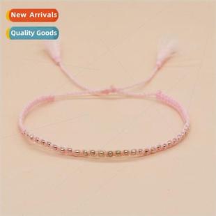 simple silver beads New woven bohemian handmade bracele ins