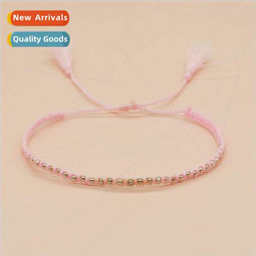 New ins bohemian  simple silver beads handmade woven bracele