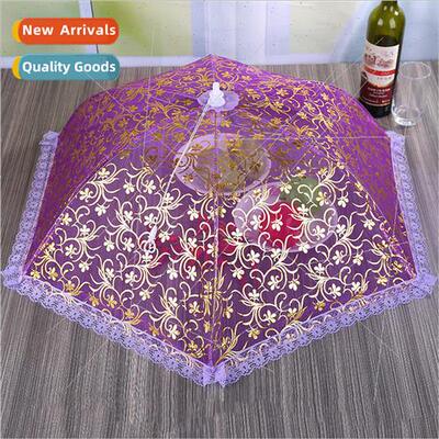 Fashion lace printing foldable dining table rice food cover