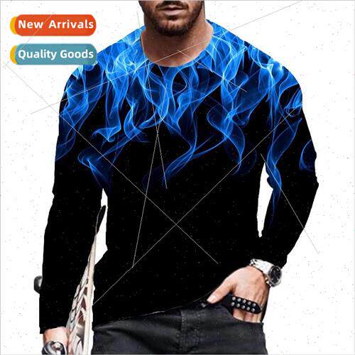 2022 new spring and fall mens Shu gradient long-sleeved 3D p