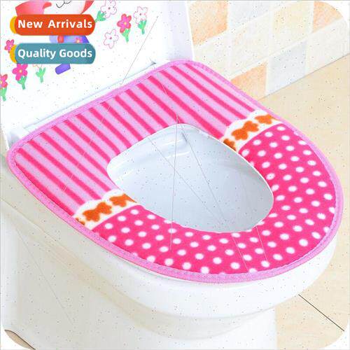 Polka dot plush thickened toilet seat sticky buckle anti-fou