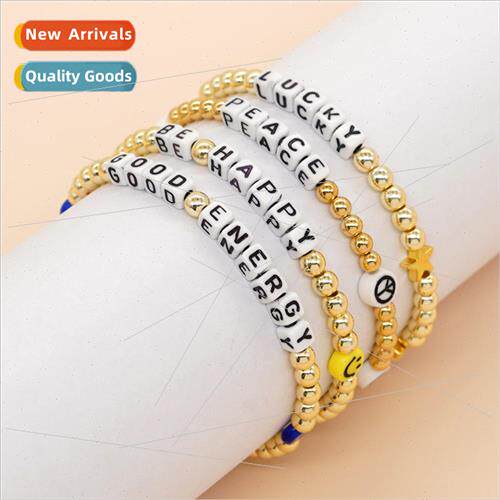 New bohemian light luxury  four square letter beads copper b