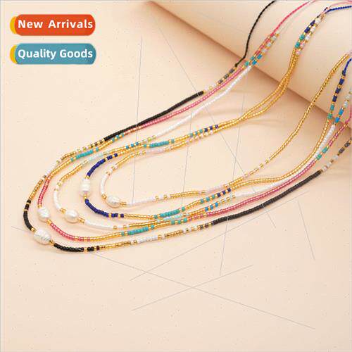 The new Korean simple  colorful rice beads necklace hundred