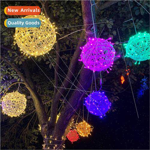 LED Rattan Ball ght Hanging Tree Tree ghts Outdoor Set Lawn