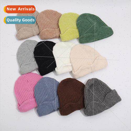 2023 new cute rabbit ears knitted hat female winter big head
