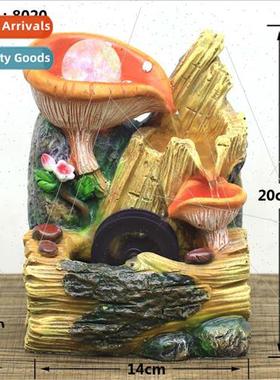 Waterwheel small wigwam running water generates wealth fount