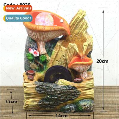 Waterwheel small wigwam running water generates wealth fount