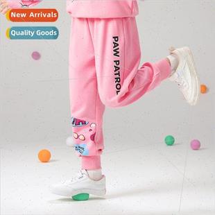 pants children cartoon Woof splicing girls flower swea team