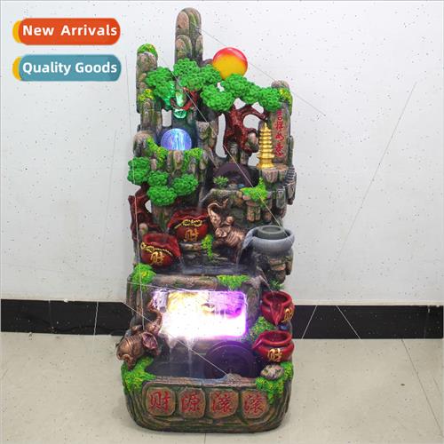 Large floor-to-ceiling wealth rolling rockery water resin fe