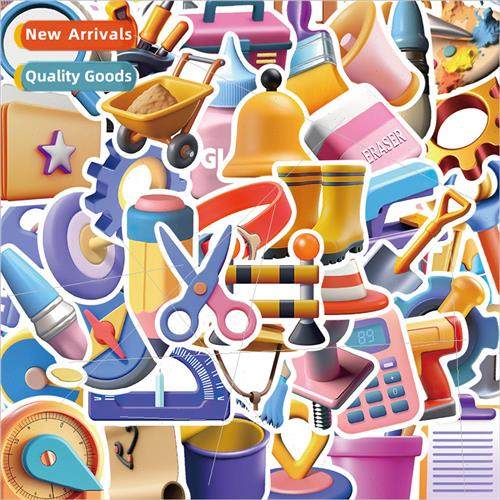 60 pcs 3D tools lab stickers decorative notebook mug helmet