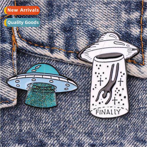 Mysterious Alien Spaceship Alien Brooch Finally New Metal Ba