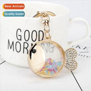 female fashion crystal Goldfish diamond keychain with type