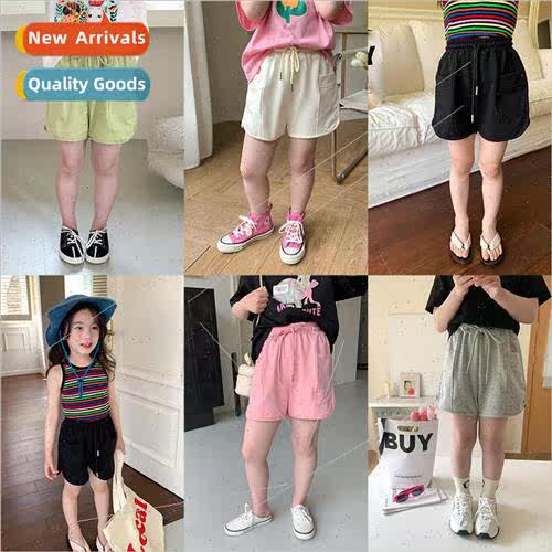 2023 Summer Girls Casual Drawstring Pocket Sports Wide Leg S