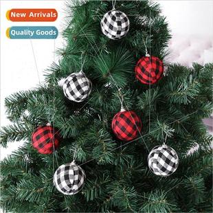 black 7CM and white Christmas plaid decorations
