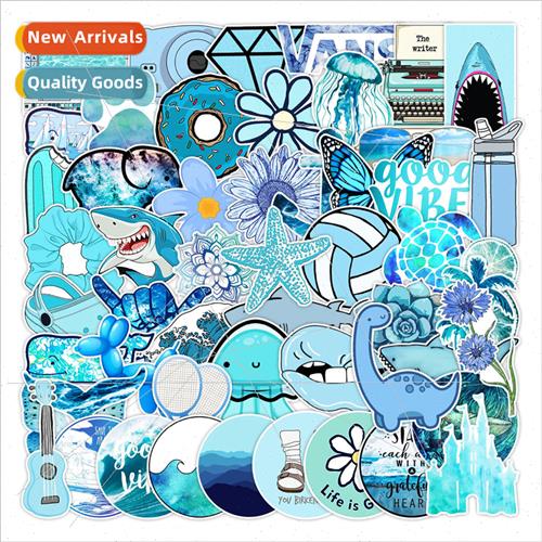 53 pcs of blue VSCO graffiti stickers car computer dead fly