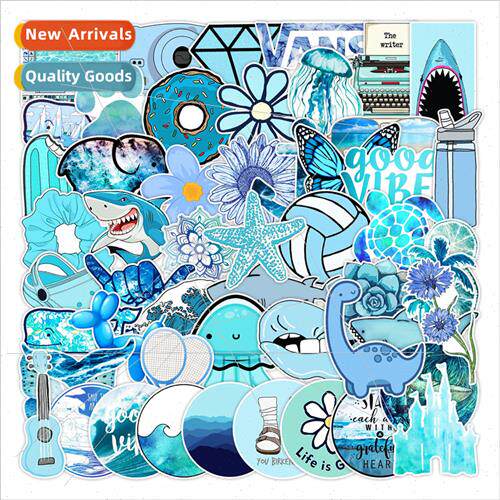 53 pcs of blue VSCO graffiti stickers car computer dead fly