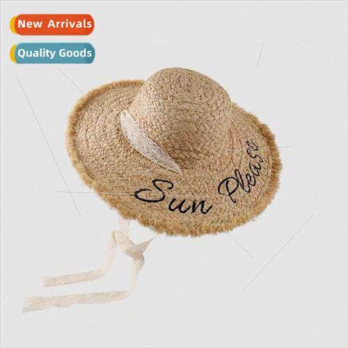 Raffi straw hat children summer sun hat seaside sun hat vaca