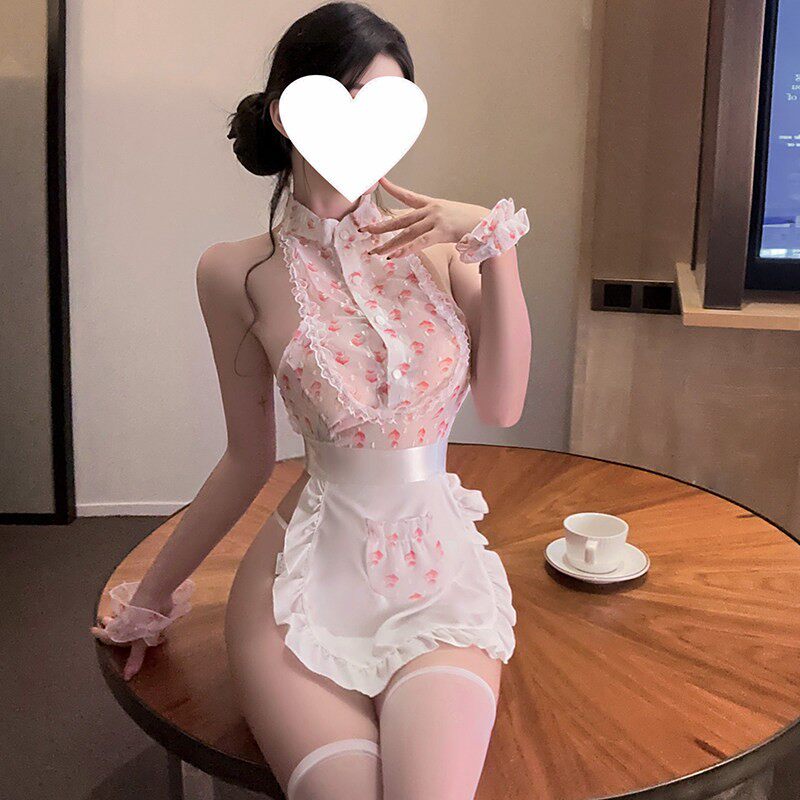 2026性感纯欲可爱女仆厨娘围裙纯欲制服蕾丝花边立领肚兜qqny套装