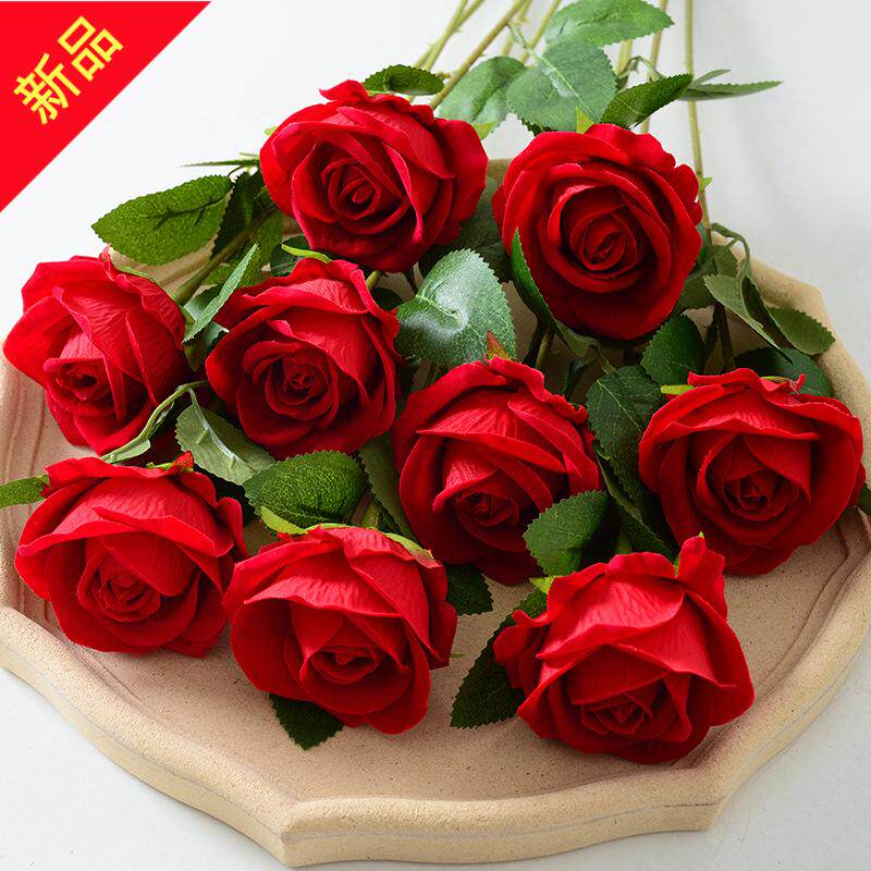 仿真花绒布玫瑰假花装饰婚庆用品