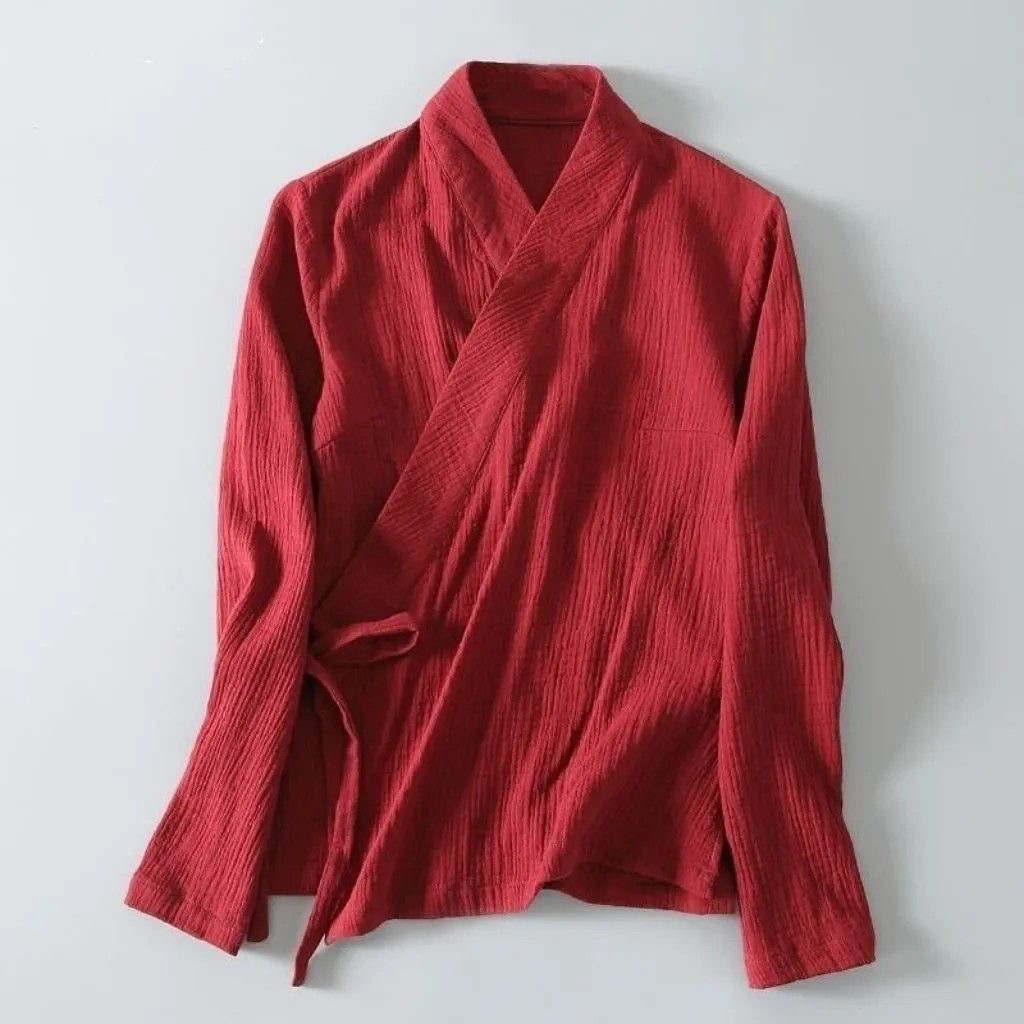 中式上衣改良汉服交领复古国风禅意茶服德绒秋冬大码300斤