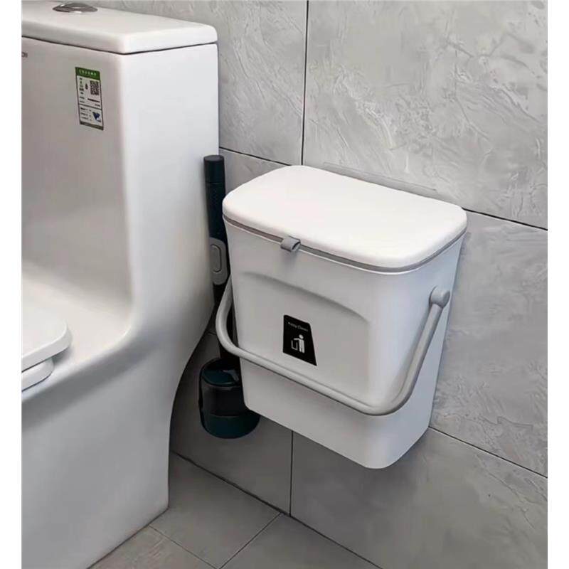 家用厨房卫生间壁挂式垃圾桶居家悬挂滑盖垃圾篓简约纯色收纳桶