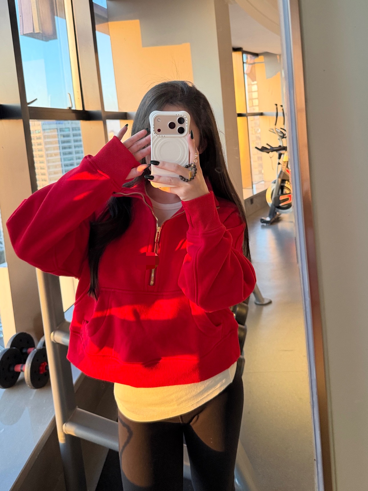 青岛外贸scub半拉链立领拉绒卫衣运动健身瑜伽服显瘦上衣新年红