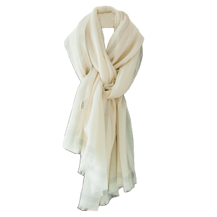 纯羊毛围巾女100羊绒丝巾大衣亮片2025新款秋冬百搭薄款围脖米白