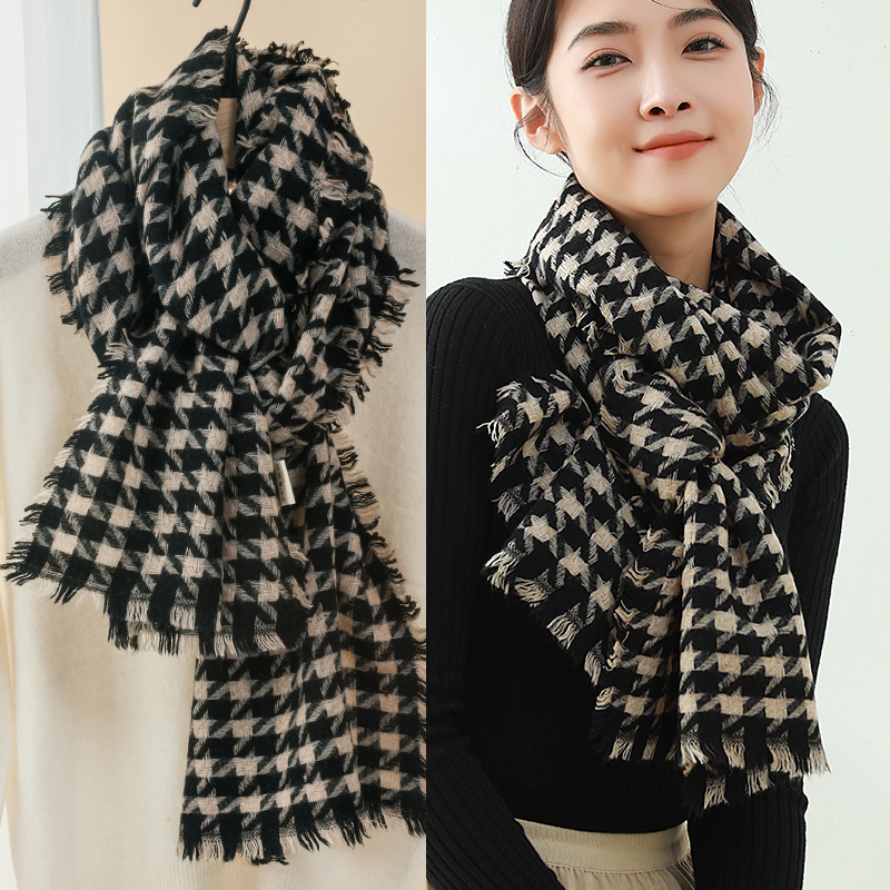千鸟格围巾百搭秋冬季