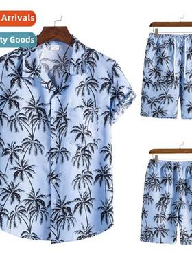 2022 Hawaii Collecti Beach Style Su Collar Printed Short Sle