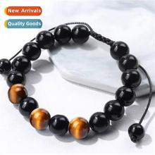 New Arrivals Mens 8mm Black Obsidian Turtle Bracelet wh Zirc