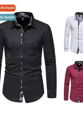 2022 Autumn and Winter New Mens Plaid Colorblocking Shirt