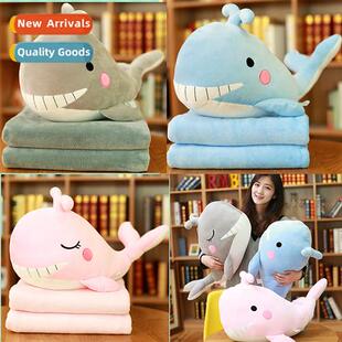 Cute carto whale plush toy doll children dual-use doll air c