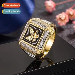 eagle mens business gold zircia new 18k ring