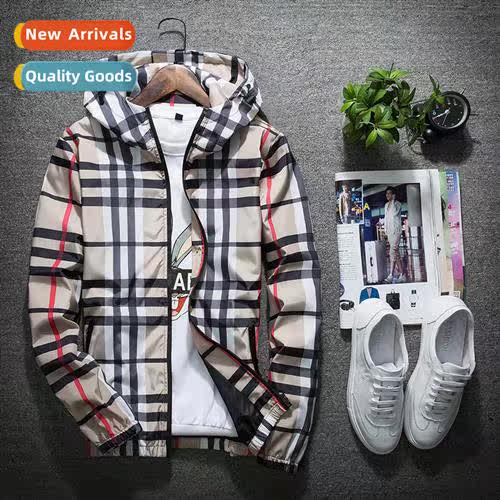 Spring and Fall Mens Casual Jacket Plaid Jacket Mens Availab