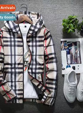 Spring and Fall Mens Casual Jacket Plaid Jacket Mens Availab