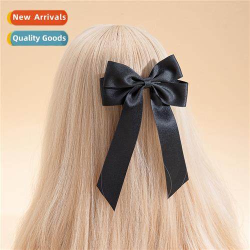 Black bow ribb hair clips female ins niche design sense back