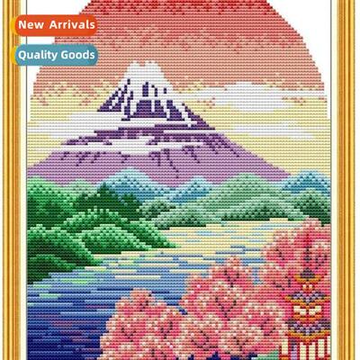 One   hmade thread embroidery new DIY lake  mountain scenery