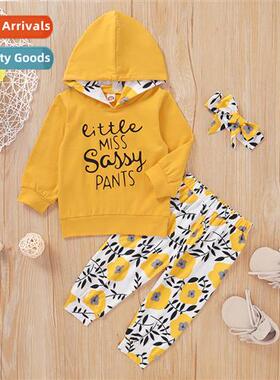 Girls Spring  Autumn 2021 new n letters printed hooded top +