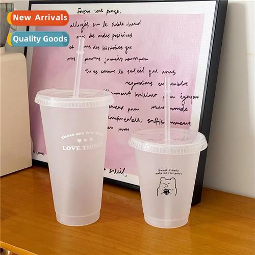 N-disposable original letters bear plastic straw cup girl he