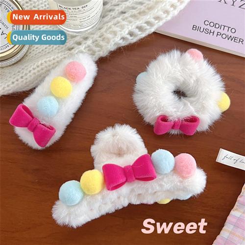 Autumn  winter whe plush bow  accessories  clips color bangs