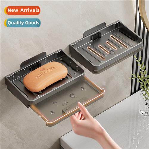 Drainage soap box no hole bathroom shelf space aluminum wall