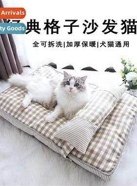 Autumn  winter thickened cat nest square lattice cat matss k